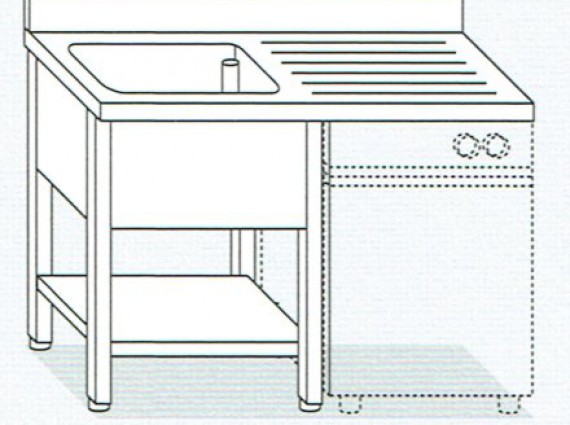 Lavello una vasca su gambe per lavastoviglie